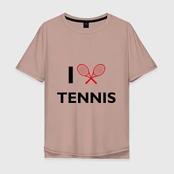 Футболка оверсайз мужская I Love Tennis, цвет: пыльно-розовый