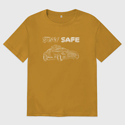 Футболка оверсайз мужская Stay safe white, цвет: горчичный