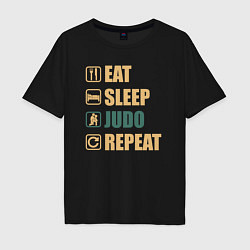 Футболка оверсайз мужская Eat sleep judo, цвет: черный