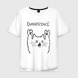 Футболка оверсайз мужская Evanescence - rock cat, цвет: белый