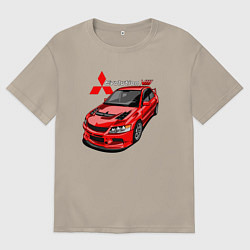 Футболка оверсайз мужская Lancer Evolution 8, цвет: миндальный