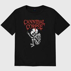 Футболка оверсайз мужская Cannibal Corpse - скелет, цвет: черный