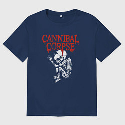 Футболка оверсайз мужская Cannibal Corpse - скелет, цвет: тёмно-синий