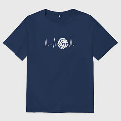 Футболка оверсайз мужская Сердце волейболиста, цвет: тёмно-синий