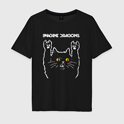 Футболка оверсайз мужская Imagine Dragons rock cat, цвет: черный