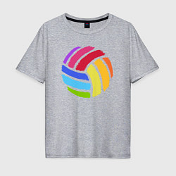 Футболка оверсайз мужская Rainbow volleyball, цвет: меланж