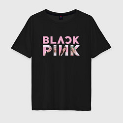 Футболка оверсайз мужская Blackpink logo Jisoo Lisa Jennie Rose, цвет: черный