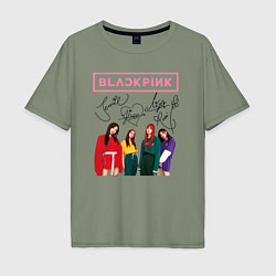 Футболка оверсайз мужская Blackpink Lisa Jisoo Jennie Rose, цвет: авокадо