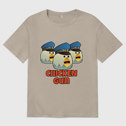 Футболка оверсайз мужская Chicken Gun команда синие, цвет: миндальный