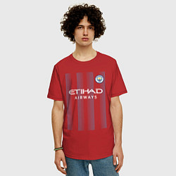 Футболка оверсайз мужская Эрлинг Холанд Манчестер Сити форма 2324, цвет: красный — фото 2