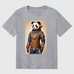 Футболка оверсайз мужская Cool panda - steampunk - neural network, цвет: меланж