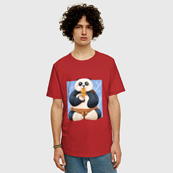Футболка оверсайз мужская Kung Fu Panda ест рамен, цвет: красный — фото 2