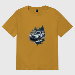 Футболка оверсайз мужская На джипе по России, цвет: горчичный