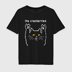 Футболка оверсайз мужская The Cranberries rock cat, цвет: черный