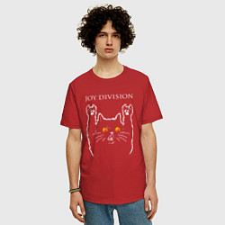 Футболка оверсайз мужская Joy Division rock cat, цвет: красный — фото 2