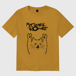 Футболка оверсайз мужская My Chemical Romance - rock cat, цвет: горчичный