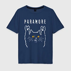 Футболка оверсайз мужская Paramore rock cat, цвет: тёмно-синий