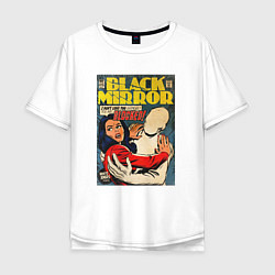 Футболка оверсайз мужская Белое рождество - Черное зеркало: комикс обложка, цвет: белый
