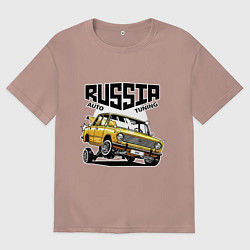 Футболка оверсайз мужская Russia tuning car, цвет: пыльно-розовый