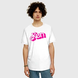 Футболка оверсайз мужская Логотип розовый Кен, цвет: белый — фото 2