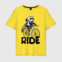 Футболка оверсайз мужская Raccoon ride, цвет: желтый