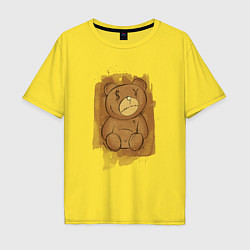 Футболка оверсайз мужская Злой мишка, грустный медведь, цвет: желтый