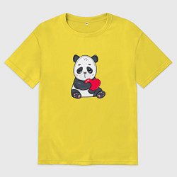 Футболка оверсайз мужская Панда с сердцем, цвет: желтый
