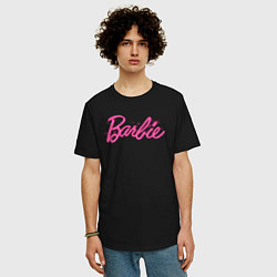 Футболка оверсайз мужская Блестящий логотип Барби, цвет: черный — фото 2