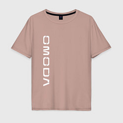 Мужская футболка оверсайз Omoda white vertical logo