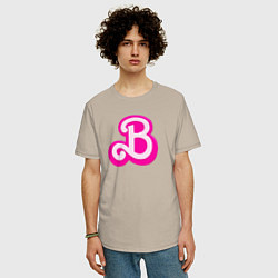 Футболка оверсайз мужская Б - значит Барби, цвет: миндальный — фото 2