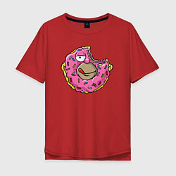 Футболка оверсайз мужская Гомер пончик, цвет: красный