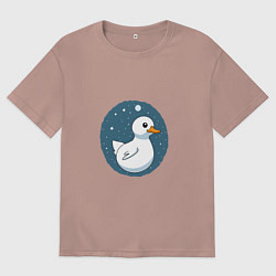 Футболка оверсайз мужская Утка в космосе, цвет: пыльно-розовый