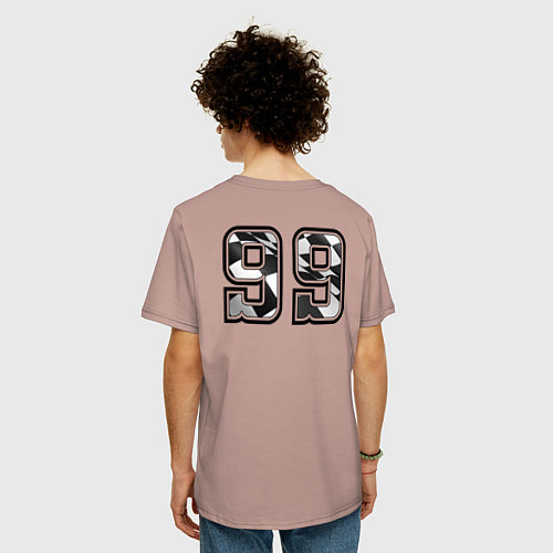 Мужская футболка оверсайз Год рождения номер регион 99 / Пыльно-розовый – фото 4