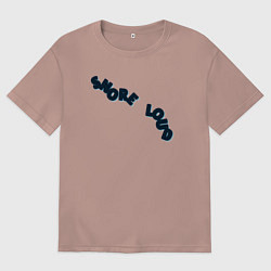 Футболка оверсайз мужская Храплю громко - объемная надпись, цвет: пыльно-розовый