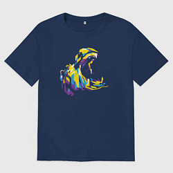 Футболка оверсайз мужская Гиппопотам WPAP, цвет: тёмно-синий