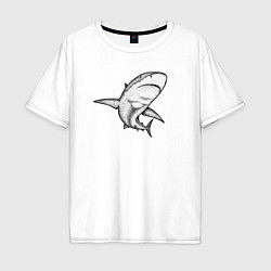 Футболка оверсайз мужская Акула shark, цвет: белый