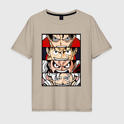 Футболка оверсайз мужская Луффи пятый гир - One Piece, цвет: миндальный