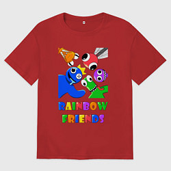 Футболка оверсайз мужская Rainbow Friends персонажи, цвет: красный