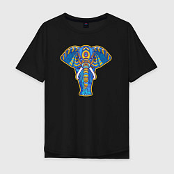 Футболка оверсайз мужская Синий слон, цвет: черный