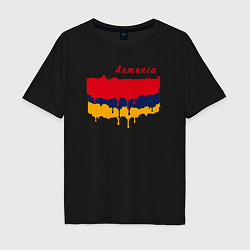 Футболка оверсайз мужская Flag Armenia, цвет: черный