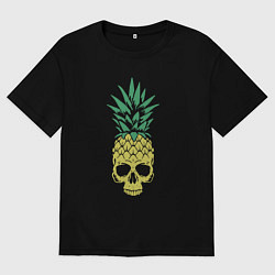 Футболка оверсайз мужская Череп ананас, цвет: черный