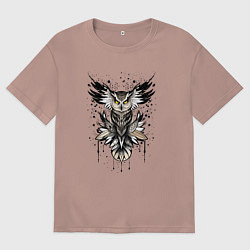 Футболка оверсайз мужская Сова викинга, цвет: пыльно-розовый