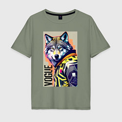 Футболка оверсайз мужская Wolf fashionista - pop art, цвет: авокадо