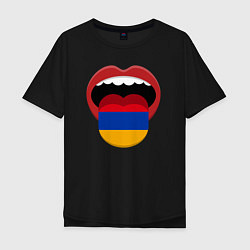 Футболка оверсайз мужская Armenian lips, цвет: черный