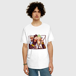 Футболка оверсайз мужская Луффи и Ророноа Зоро - Ван пис, цвет: белый — фото 2