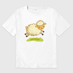 Футболка оверсайз мужская Весёлая овечка, цвет: белый