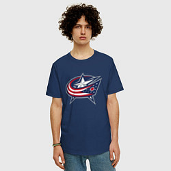 Футболка оверсайз мужская Columbus blue jackets - hockey team - emblem, цвет: тёмно-синий — фото 2