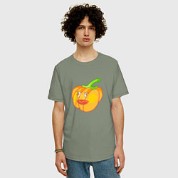 Футболка оверсайз мужская Красивая тыква: для вечеринки на Хэллоуин, цвет: авокадо — фото 2