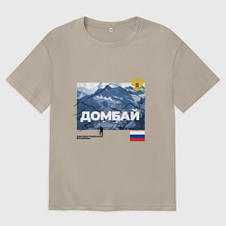 Футболка оверсайз мужская Домбай Карачаево-Черкесская Республика, цвет: миндальный
