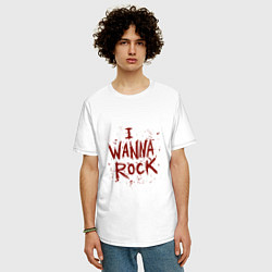 Футболка оверсайз мужская I Wanna Rock - Я хочу зажигать, цвет: белый — фото 2